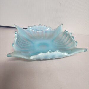 Vintage Blue Opalescent Square Flourette bowl Fostoria Heirloom EUC